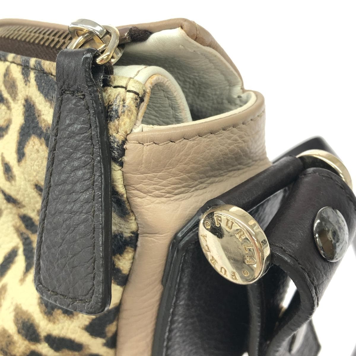 FURLA Furla Shoulder Bag Leopard Print / Leather Brown Women's 6