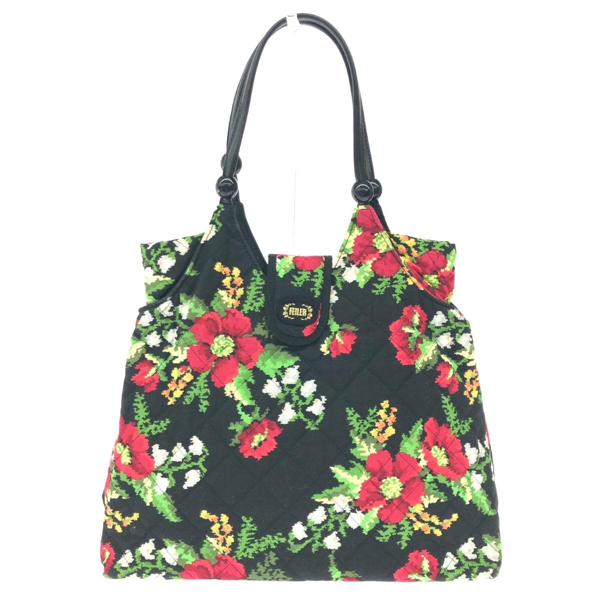 FEILER Tote Bag Good Condition Quilting Black Ladies