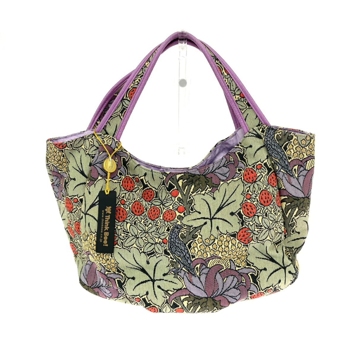 Think Bee Tote Bag Bird Strawberry Jacquard Beige Ladies