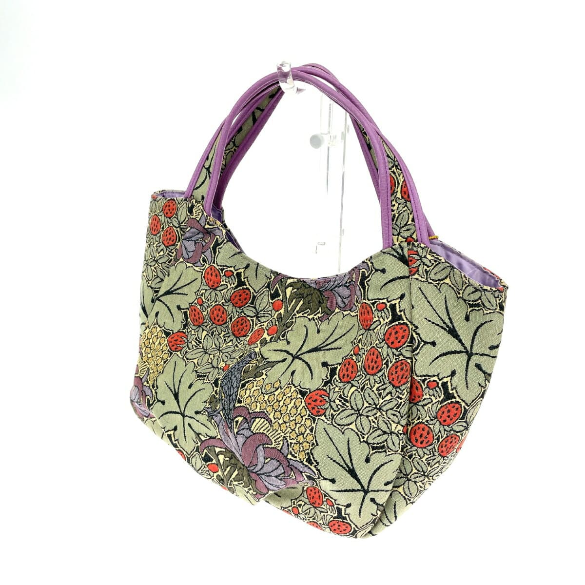 Think Bee Tote Bag Bird Strawberry Jacquard Beige Ladies 3