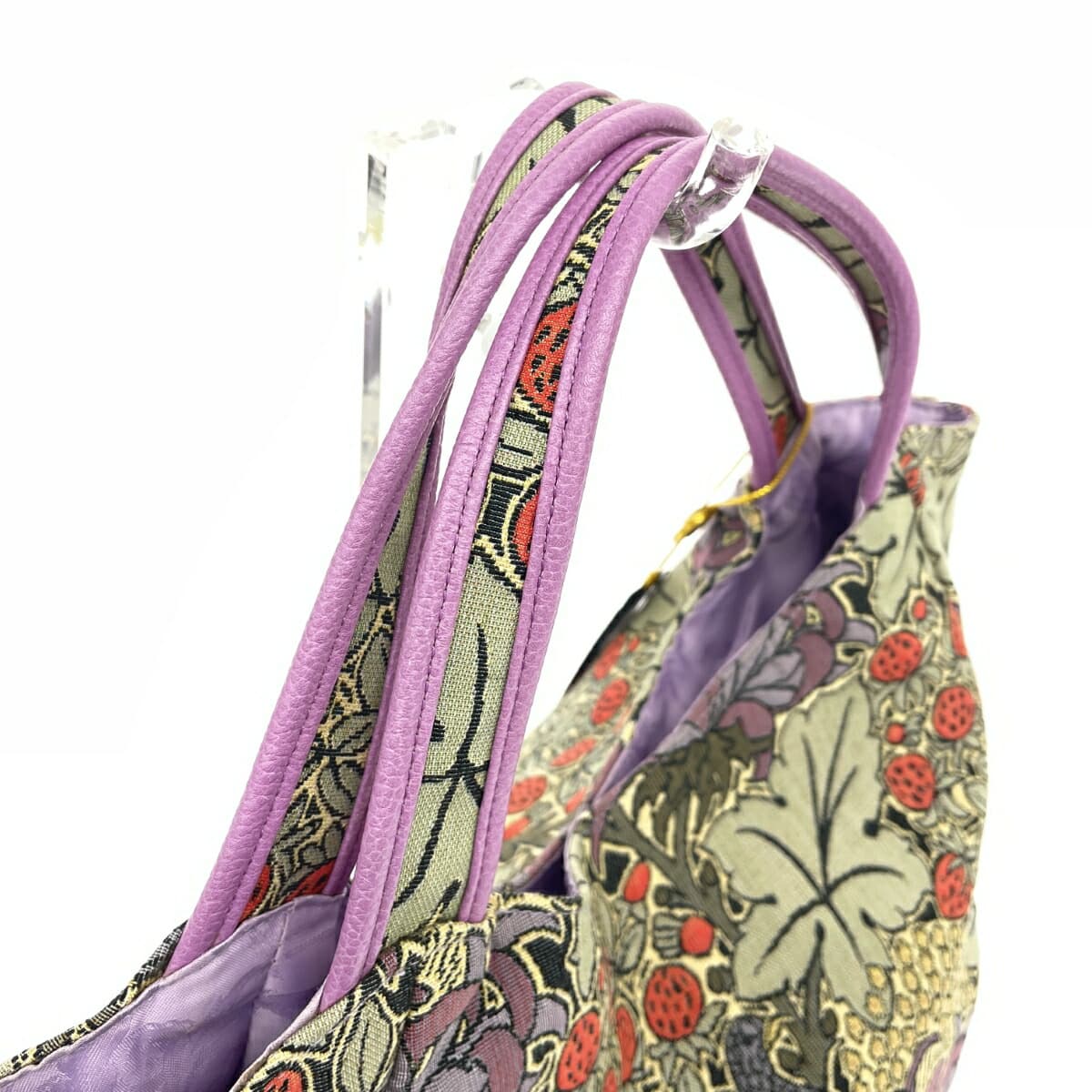 Think Bee Tote Bag Bird Strawberry Jacquard Beige Ladies 4