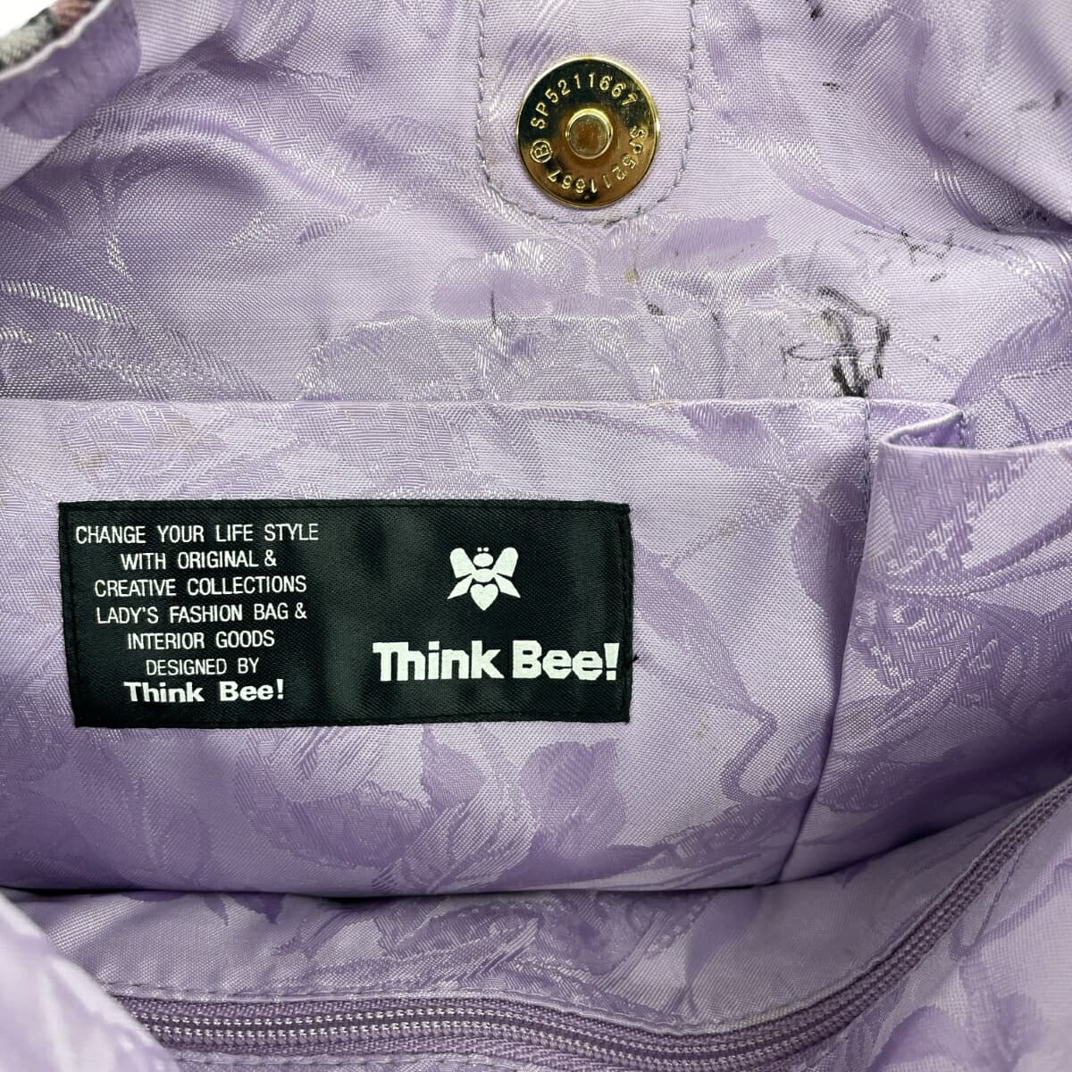 Think Bee Tote Bag Bird Strawberry Jacquard Beige Ladies 7