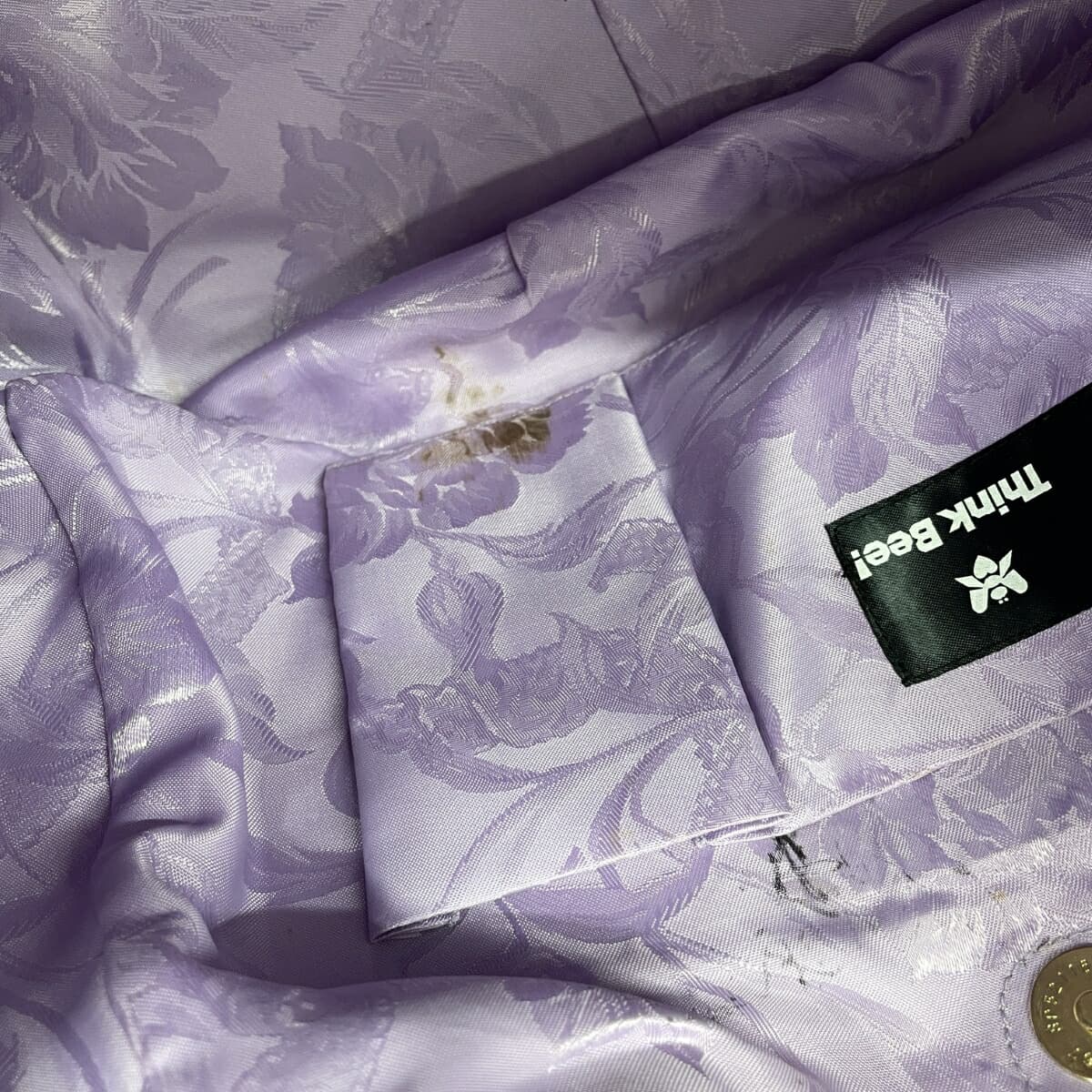 Think Bee Tote Bag Bird Strawberry Jacquard Beige Ladies 9