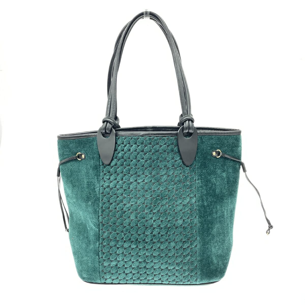 FEILER Tote Bag Chenille Weave × Leather Green Ladies