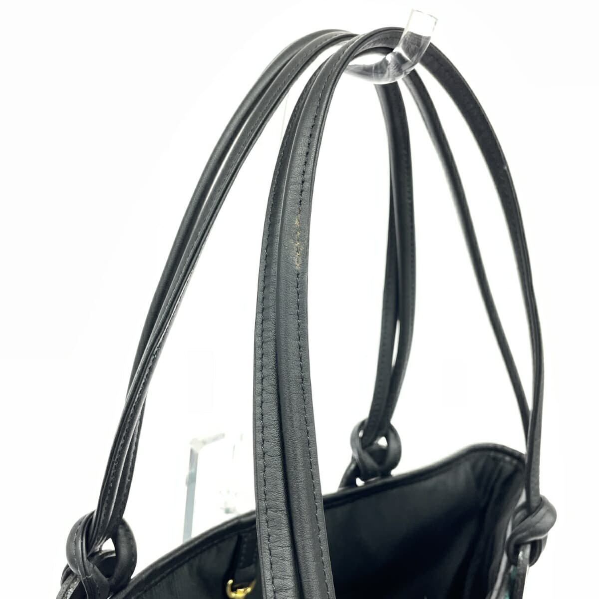 FEILER Tote Bag Chenille Weave × Leather Green Ladies 4