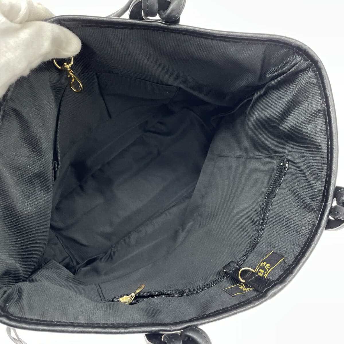 FEILER Tote Bag Chenille Weave × Leather Green Ladies 6