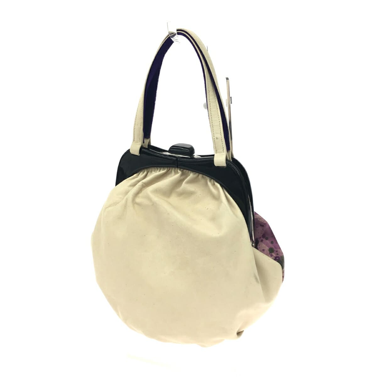 Michiamo Handbag Gamaguchi / Leather Paint Beige Ladies 3