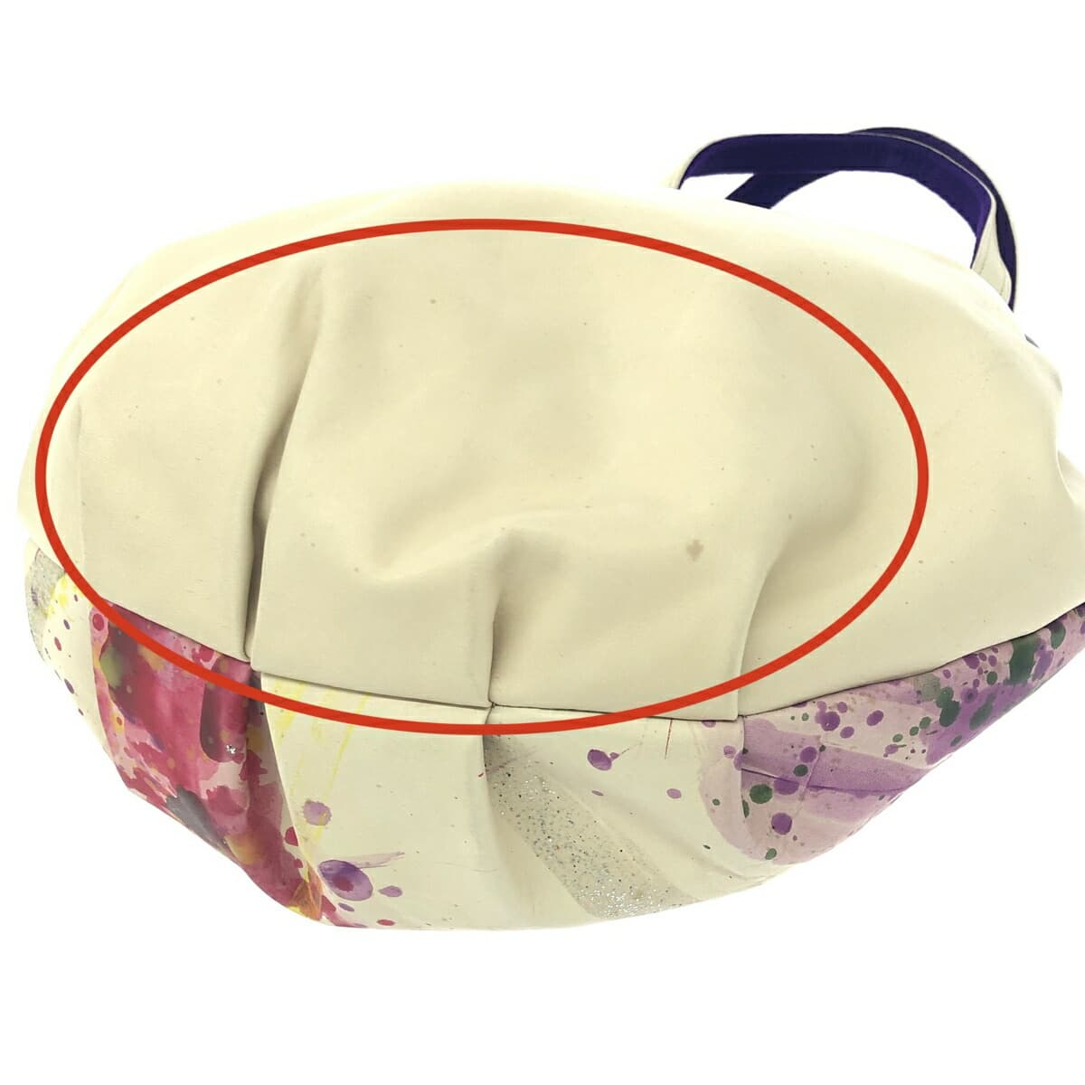 Michiamo Handbag Gamaguchi / Leather Paint Beige Ladies 5