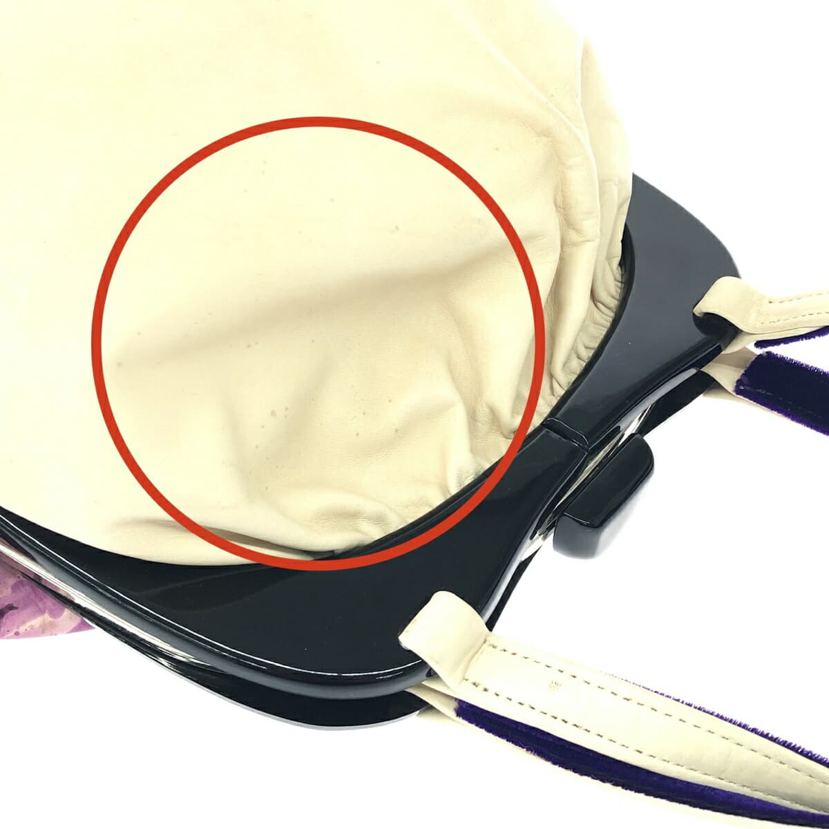 Michiamo Handbag Gamaguchi / Leather Paint Beige Ladies 6