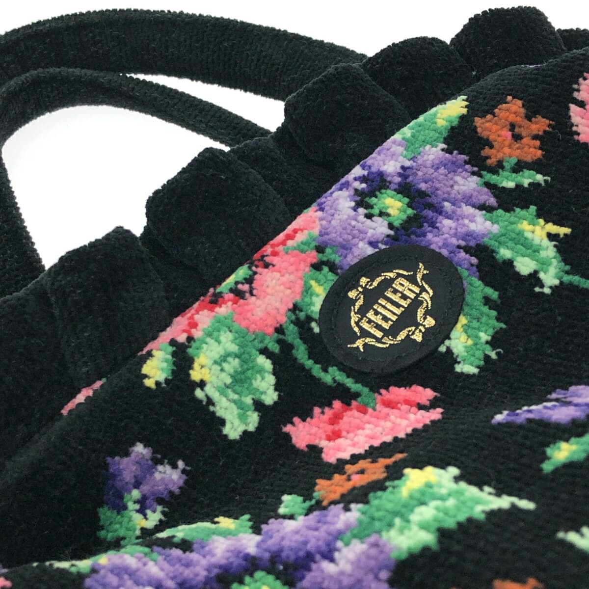 FEILER Frill Handbag Poppies/Chenille Weave Black Ladies 5