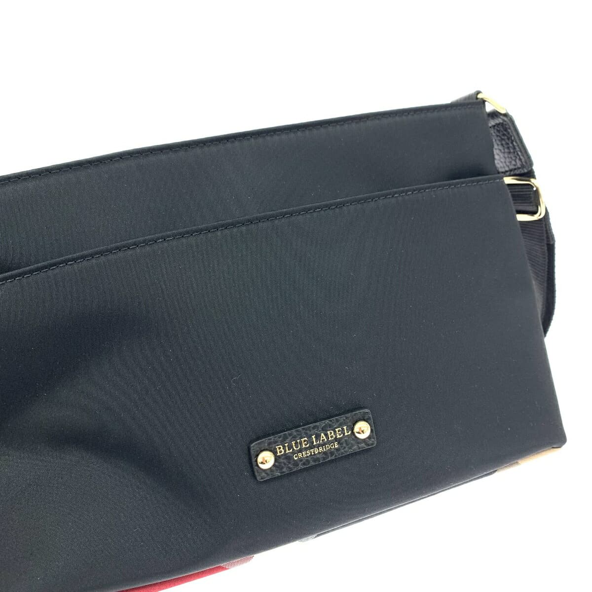 BLUE LABEL CRESTBRIDGE Shoulder Bag Unused Item Nylon/Check Pattern Black Ladies 5