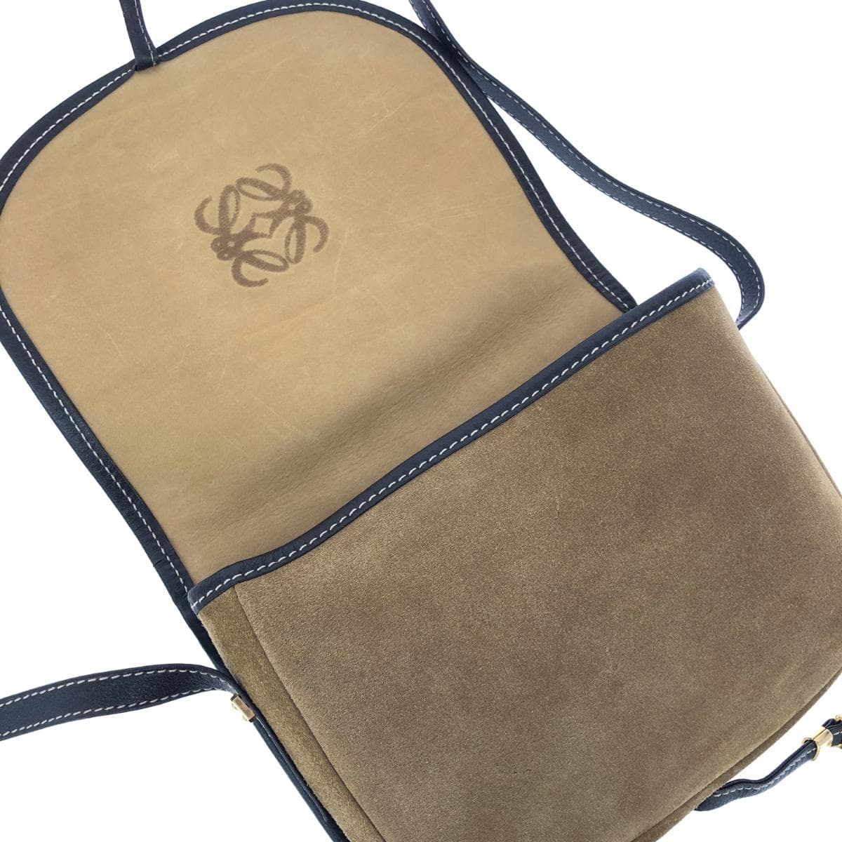 LOEWE Shoulder Bag Anagram/Suede Vintage Item Beige Women's 4