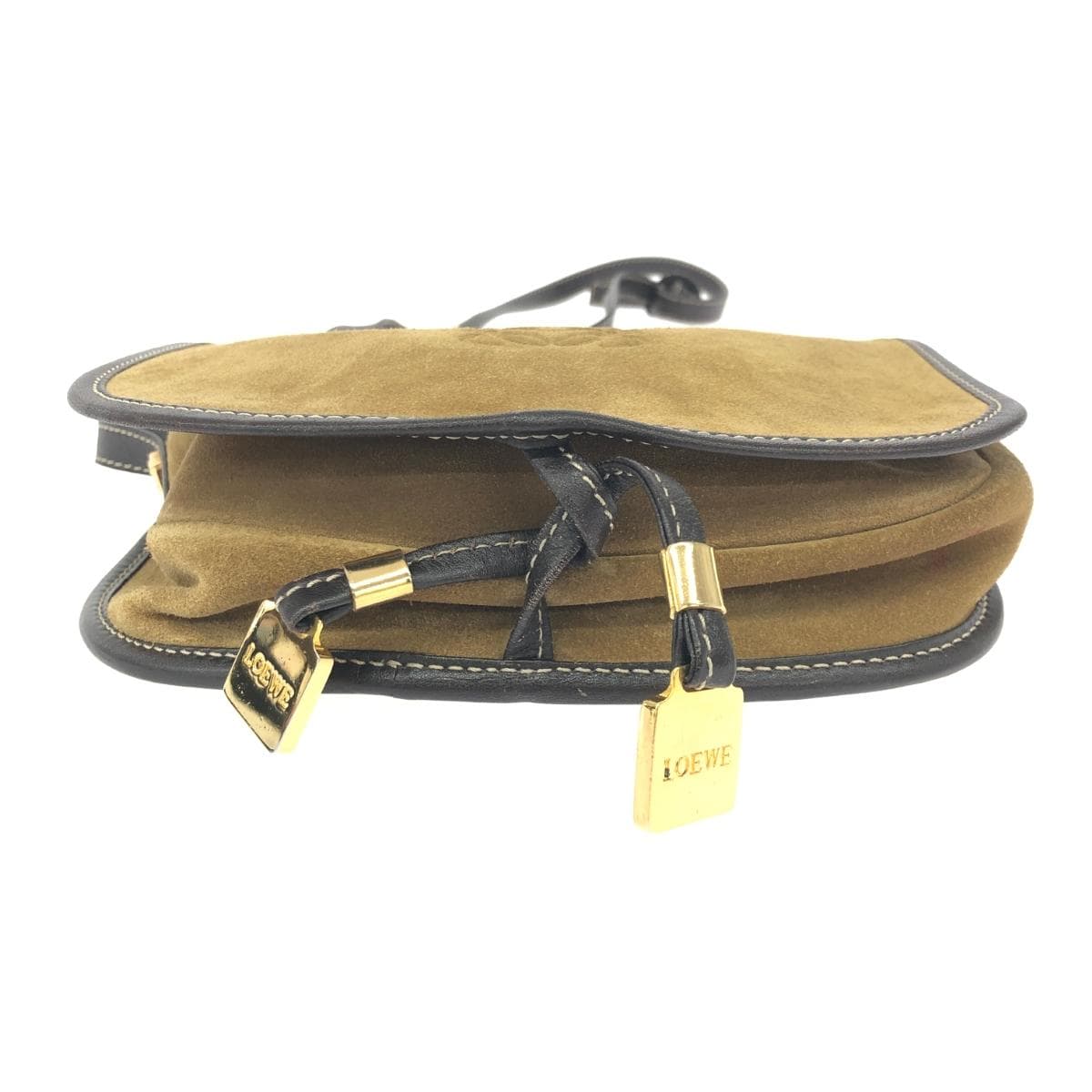 LOEWE Shoulder Bag Anagram/Suede Vintage Item Beige Women's 6