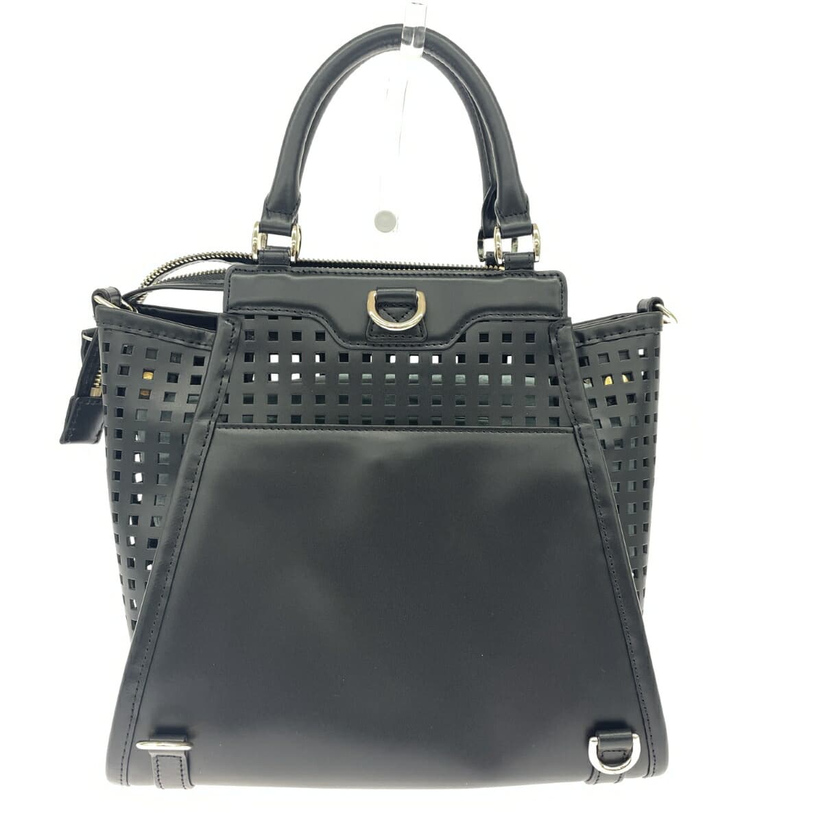 PELLE BORSA 2WAY Bag / Anmika Excellent Condition Punching Leather Black Women's 2