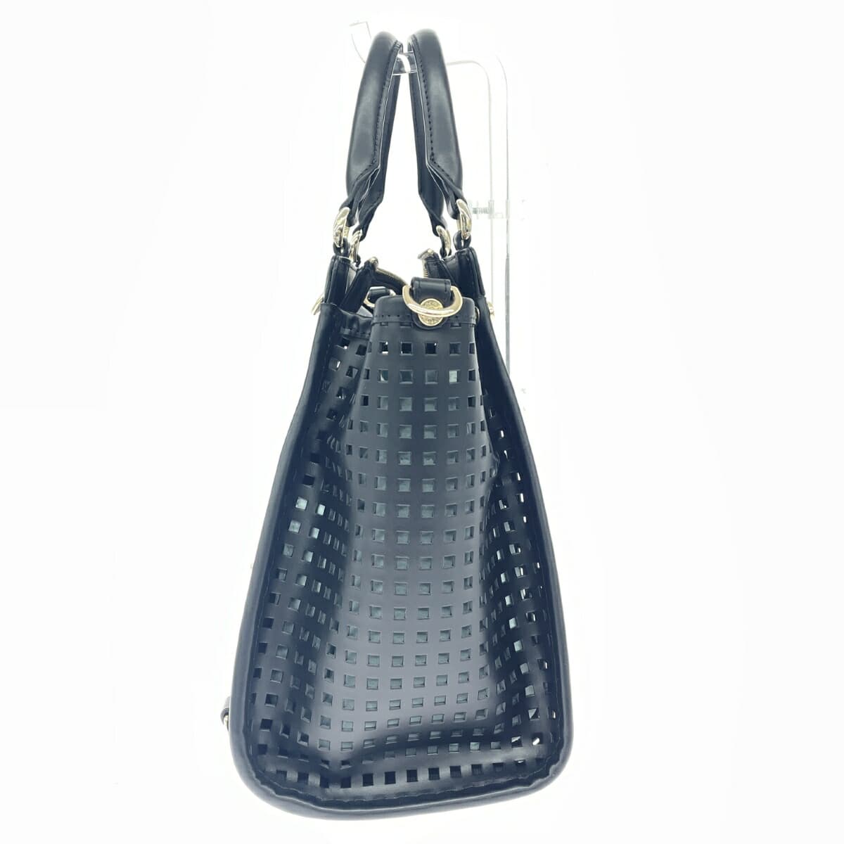 PELLE BORSA 2WAY Bag / Anmika Excellent Condition Punching Leather Black Women's 3