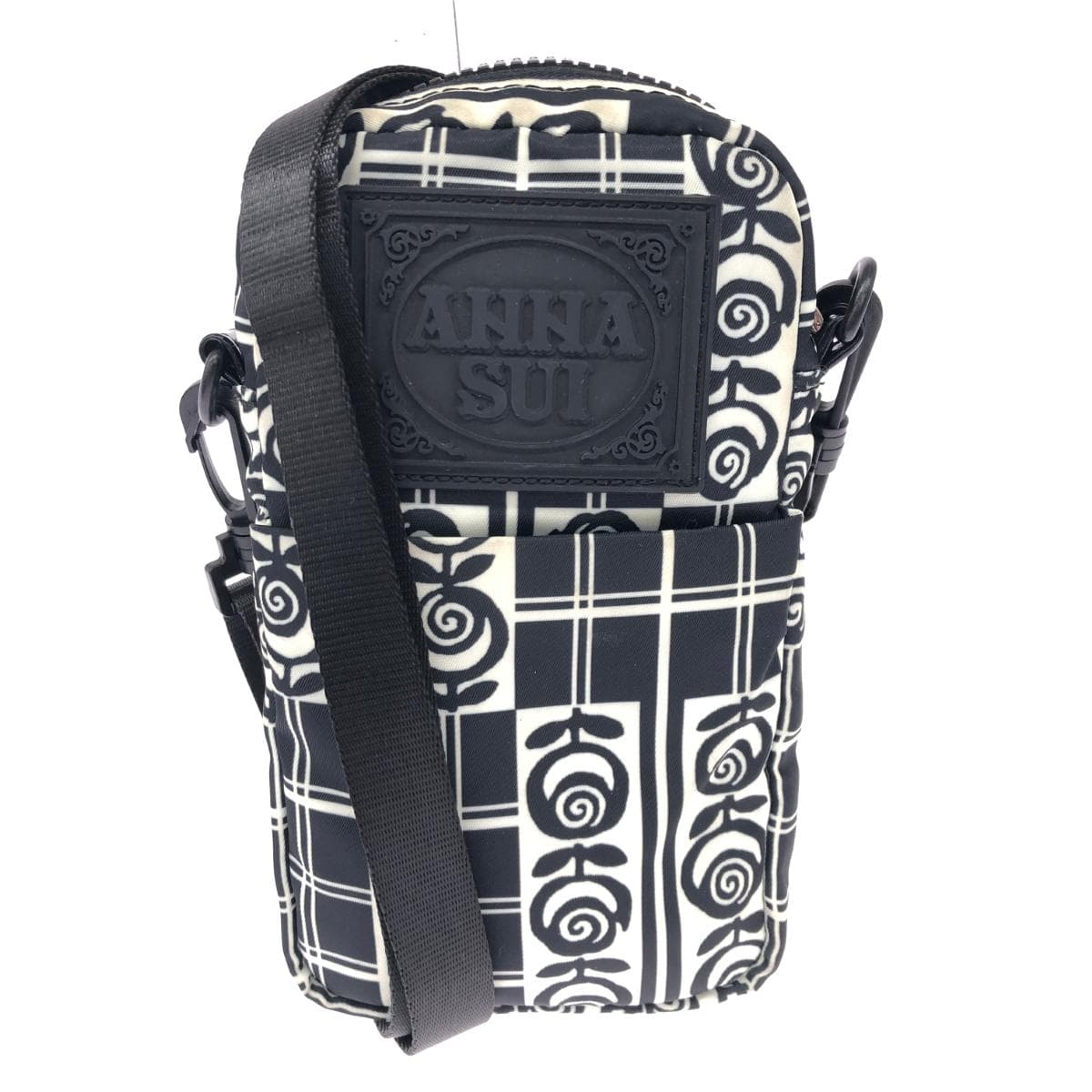 ANNA SUI Shoulder Bag Journey/Nylon Black/White Women's