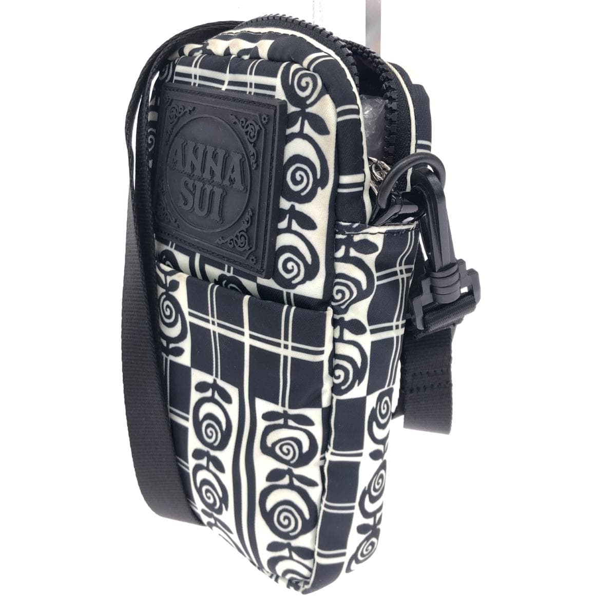 ANNA SUI Shoulder Bag Journey/Nylon Black/White Women's 3