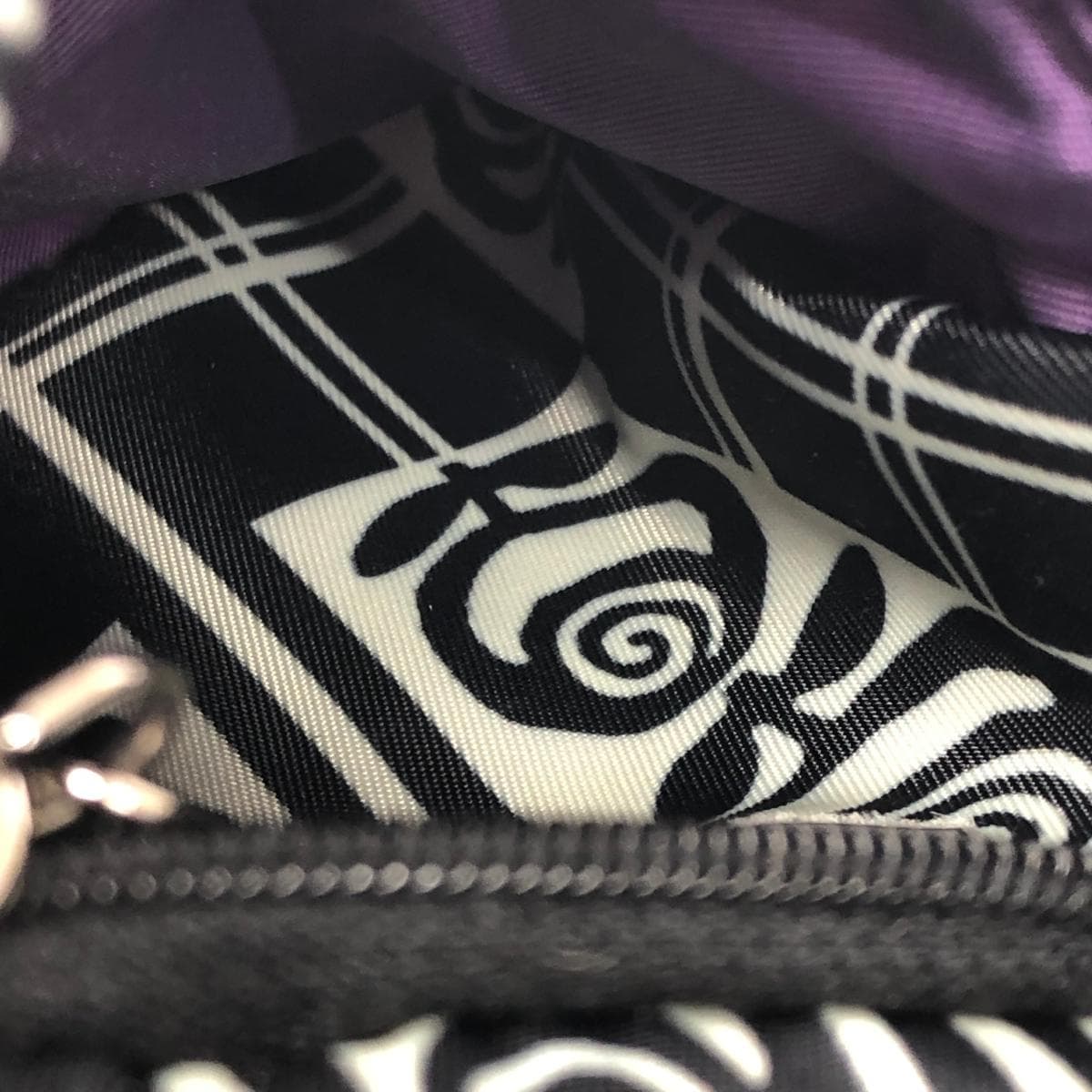 ANNA SUI Shoulder Bag Journey/Nylon Black/White Women's 8