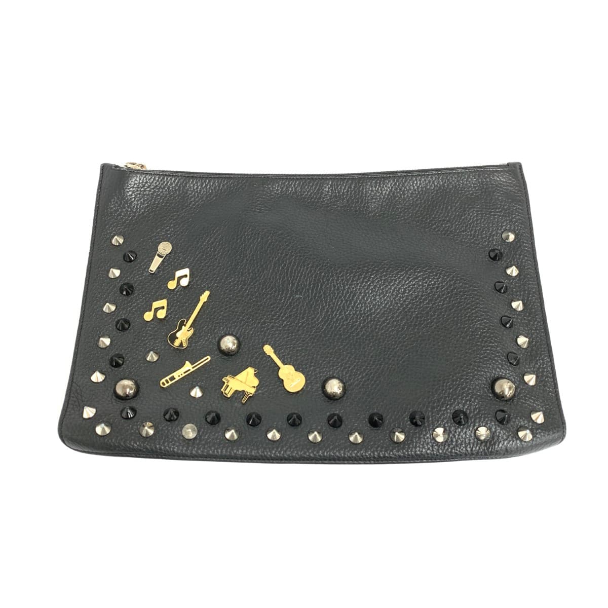 DOLCE&GABBANA Clutch Bag Studs/Leather Black Unisex