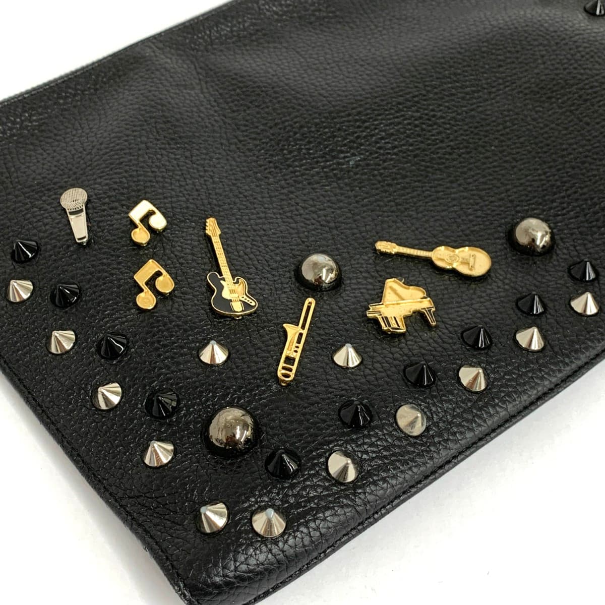 DOLCE&GABBANA Clutch Bag Studs/Leather Black Unisex 4