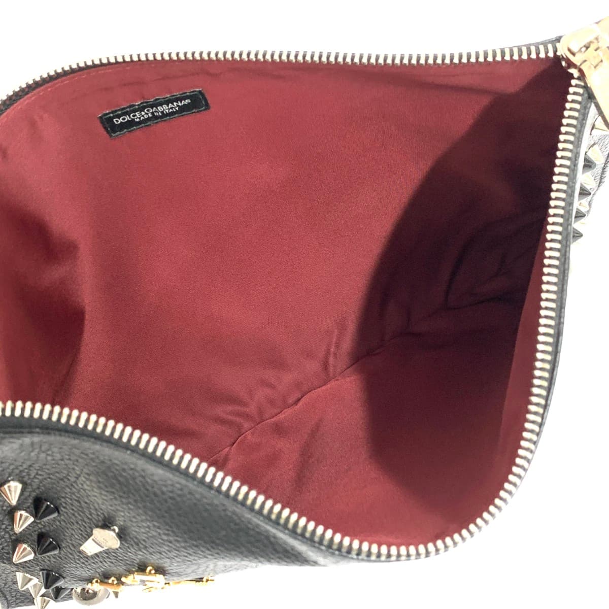 DOLCE&GABBANA Clutch Bag Studs/Leather Black Unisex 5