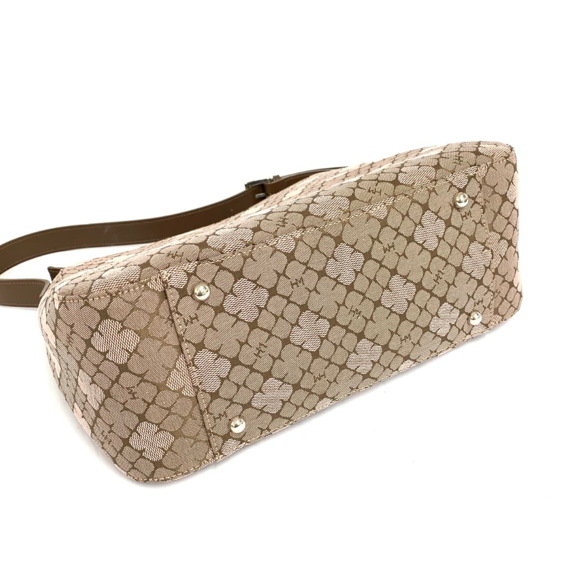 HANAE MORI One Shoulder Bag Good Condition Nylon Canvas Brown Ladies 4