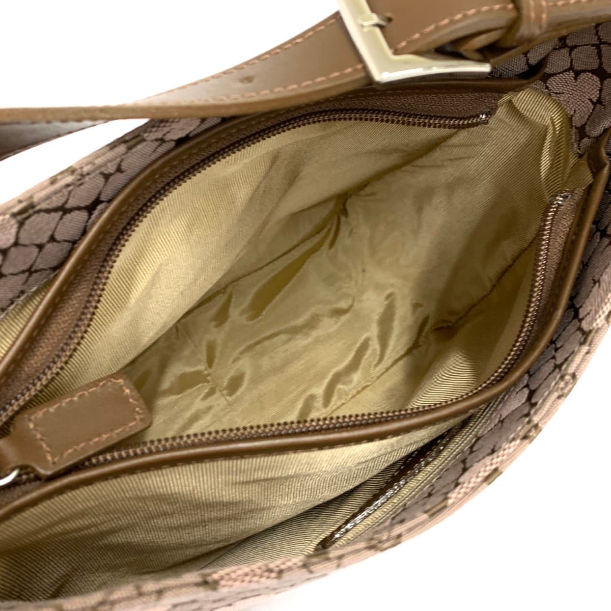 HANAE MORI One Shoulder Bag Good Condition Nylon Canvas Brown Ladies 5