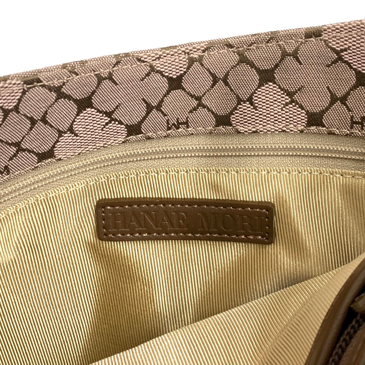 HANAE MORI One Shoulder Bag Good Condition Nylon Canvas Brown Ladies 6