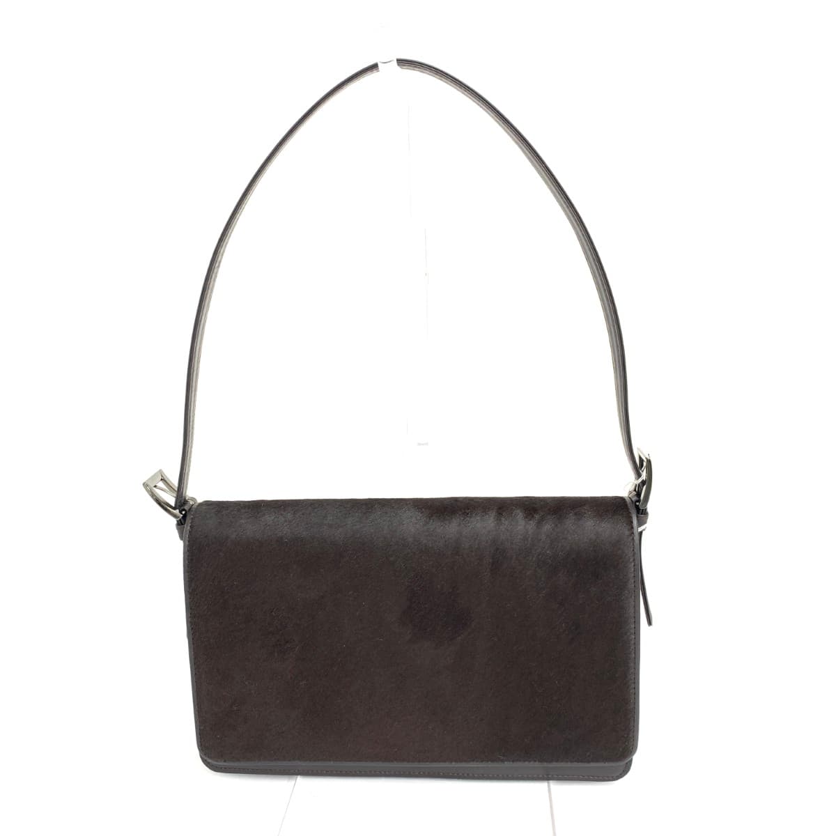 Ginza Yoshinoya One Shoulder Bag Like New Hair-on-hide × Leather Brown Women's