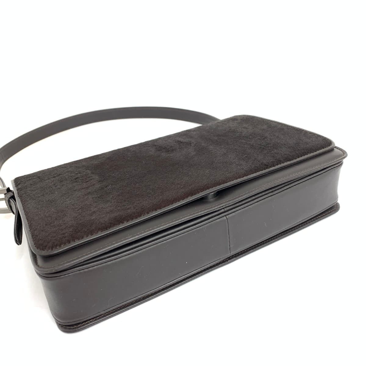 Ginza Yoshinoya One Shoulder Bag Like New Hair-on-hide × Leather Brown Women's 4