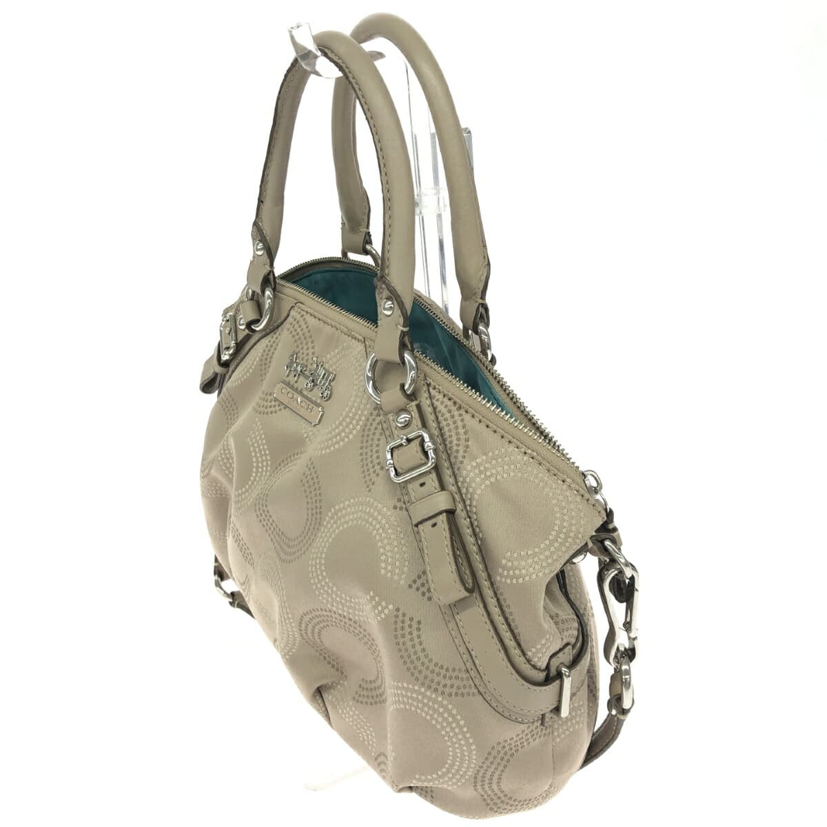 COACH 2WAY Handbag Op Art/Jacquard/Beige 15935 3