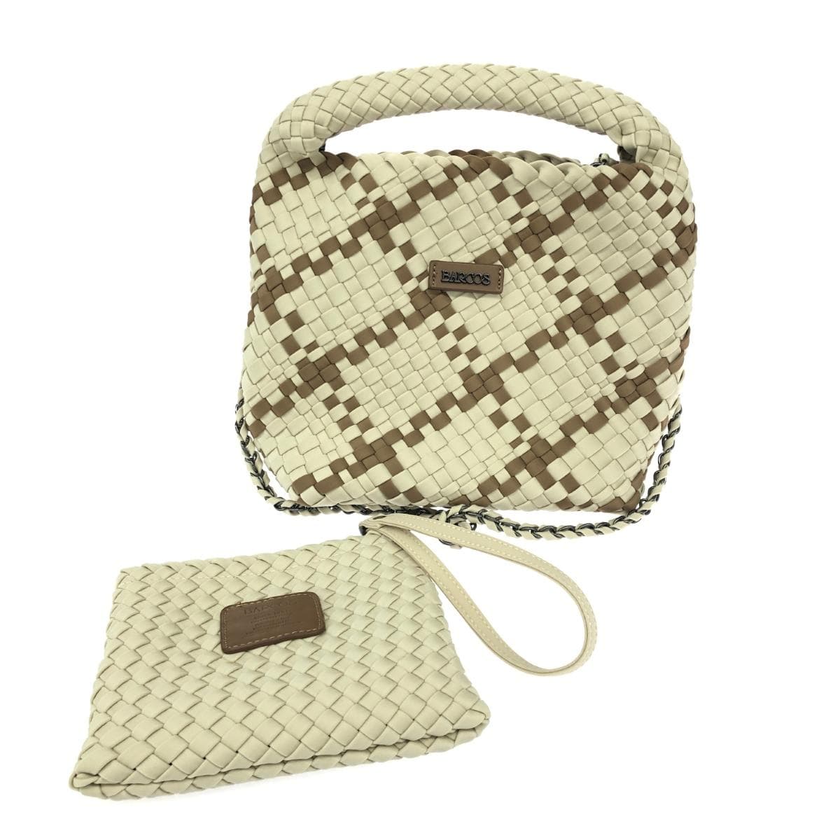 BARCOS BARCOS Bicolor Mesh 2WAY Bag Brown/Beige Women's