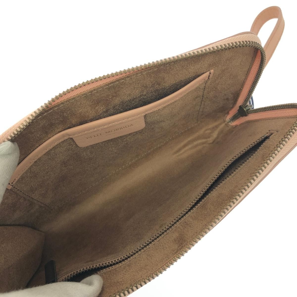 PELLE MORBIDA Clutch Bag Like New Leather Beige Women's 6