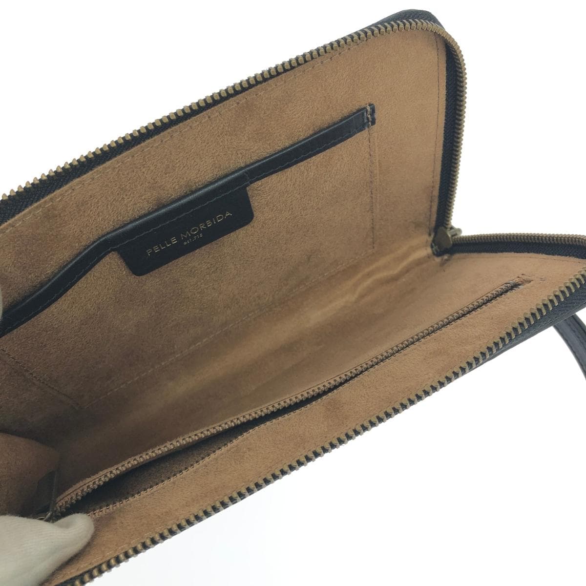 PELLE MORBIDA Clutch Bag Excellent Condition Leather Black Women's 6