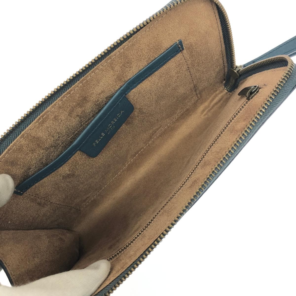 PELLE MORBIDA Clutch Bag Excellent Condition Leather Navy Women's 6