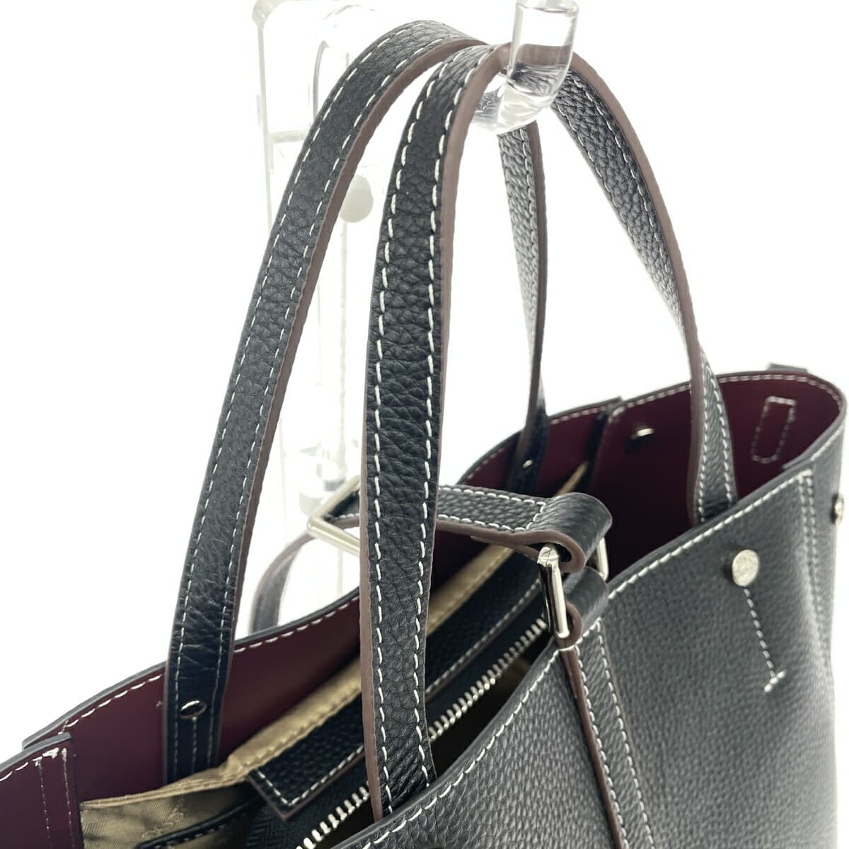 BARCOS 2WAY Bag Good Condition Leather Black Women's 4