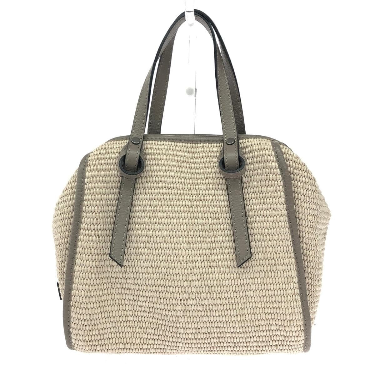 Ripani 2WAY Handbag Straw Material/Leather Greige Ladies 2
