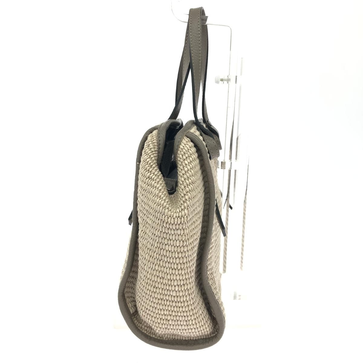 Ripani 2WAY Handbag Straw Material/Leather Greige Ladies 3