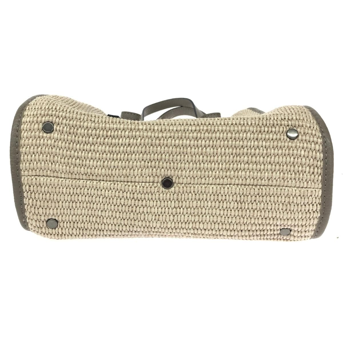 Ripani 2WAY Handbag Straw Material/Leather Greige Ladies 7