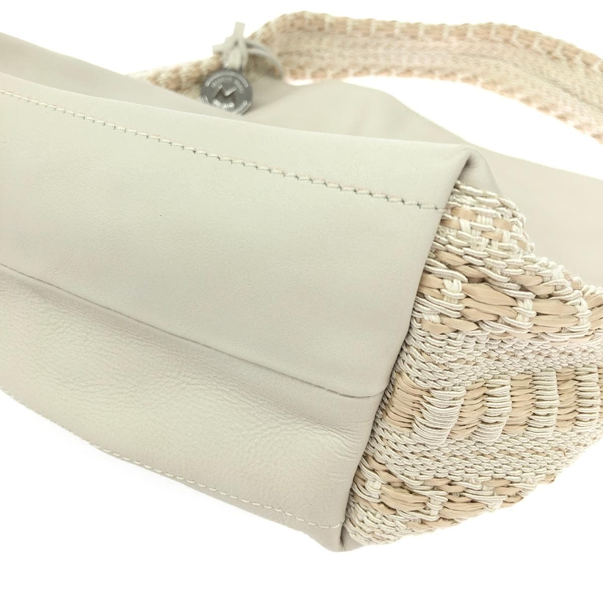 MARCO MASI Handbag Leather/Straw Material White Ladies 6