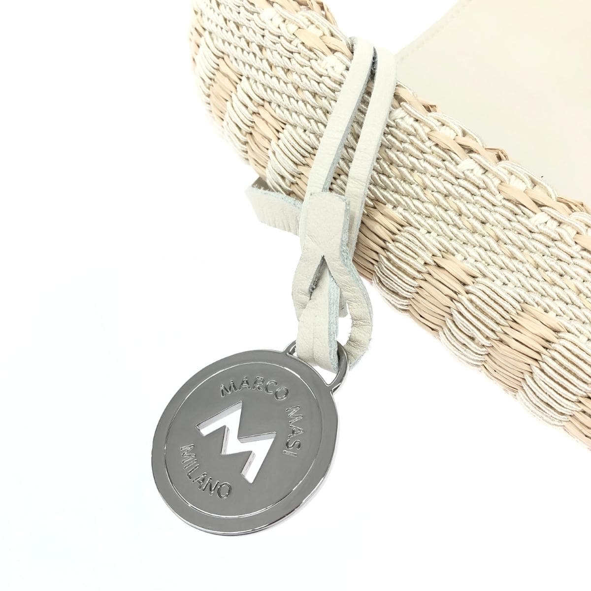 MARCO MASI Handbag Leather/Straw Material White Ladies 7