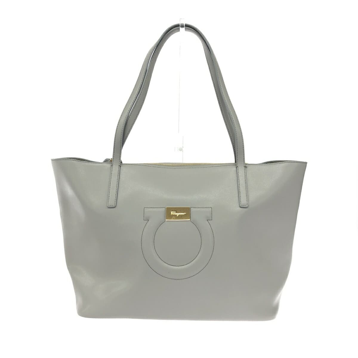 Salvatore Ferragamo Gancini/Tote Bag Excellent Condition Leather Gray Women's