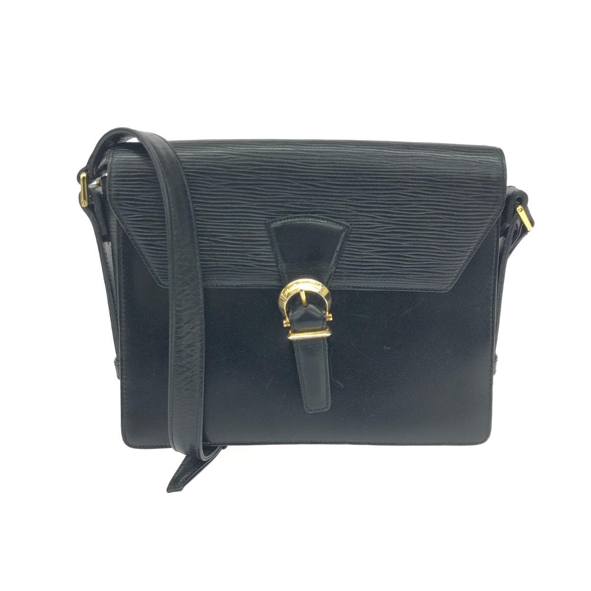 Valentino Garavani Shoulder Bag Logo Hardware Epi Leather Vintage Black Ladies