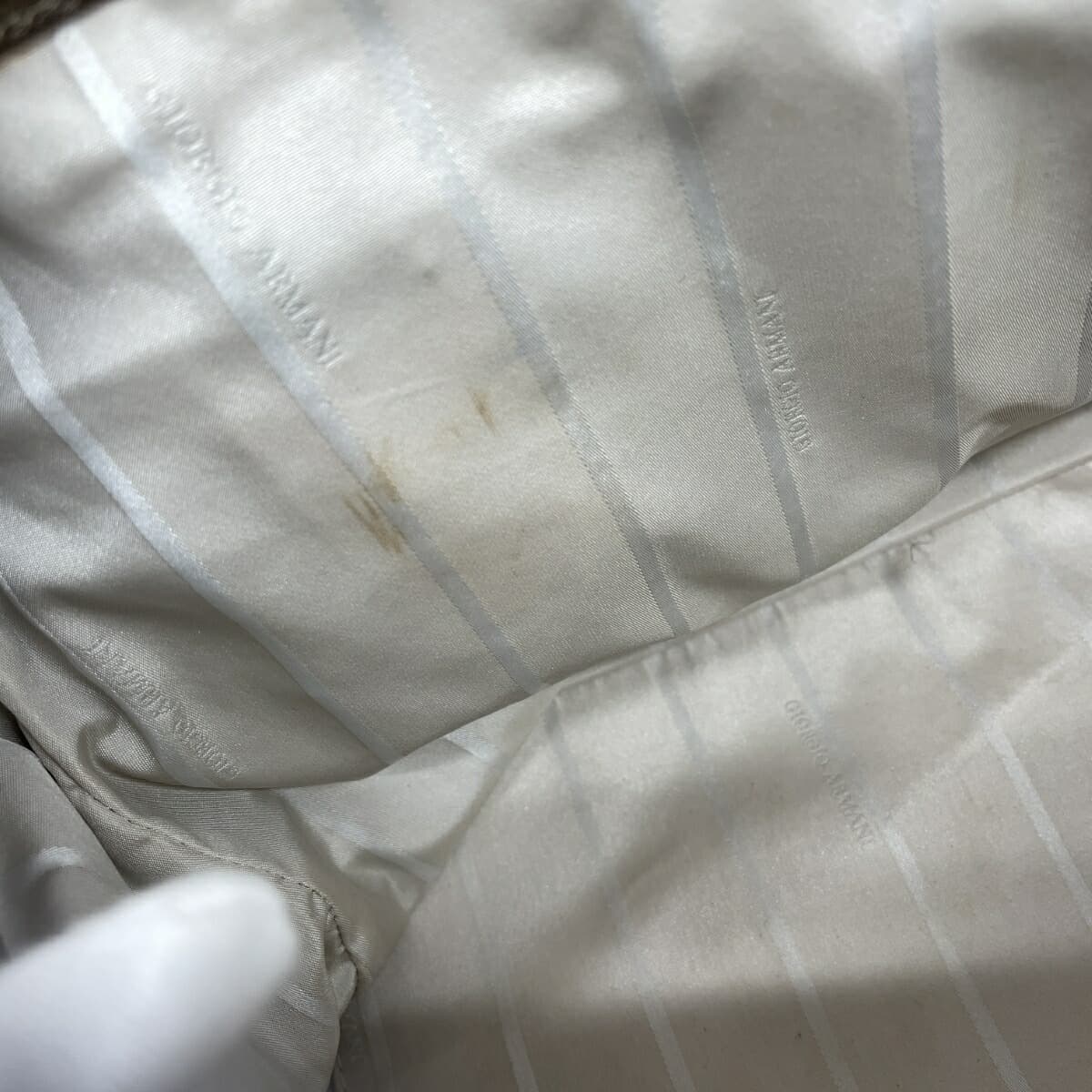 GIORGIO ARMANI Boston Bag Mesh Leather Silver Color Unisex 10