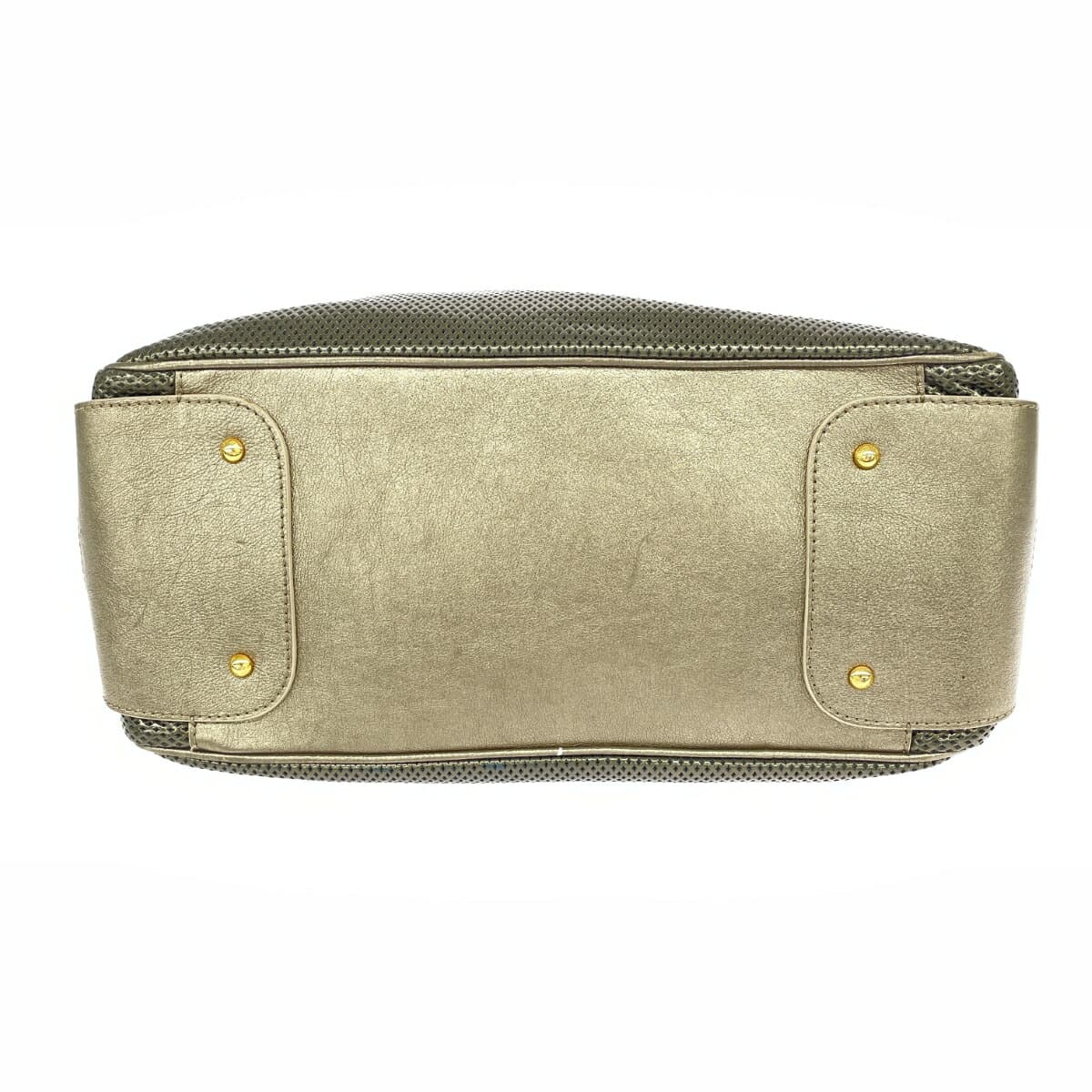 GIORGIO ARMANI Boston Bag Mesh Leather Silver Color Unisex 5