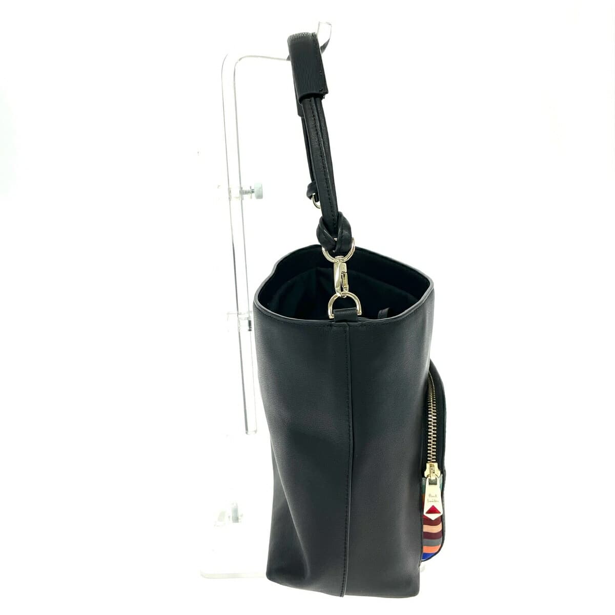 Paul Smith handbag swirl highlight leather black ladies 2