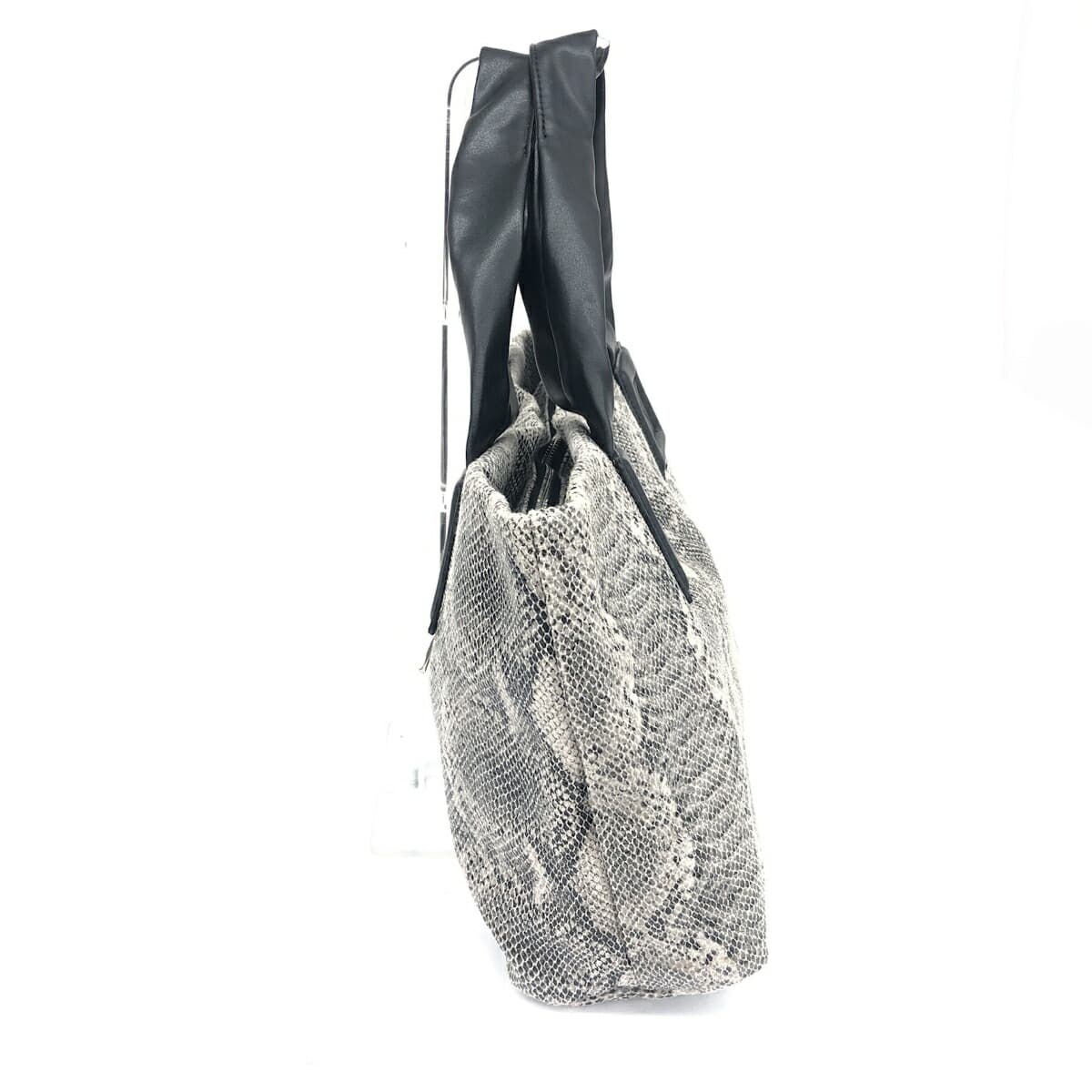 SALON de RUBAN Tote Bag in Good Condition, Python Pattern, Gray, Women's 2