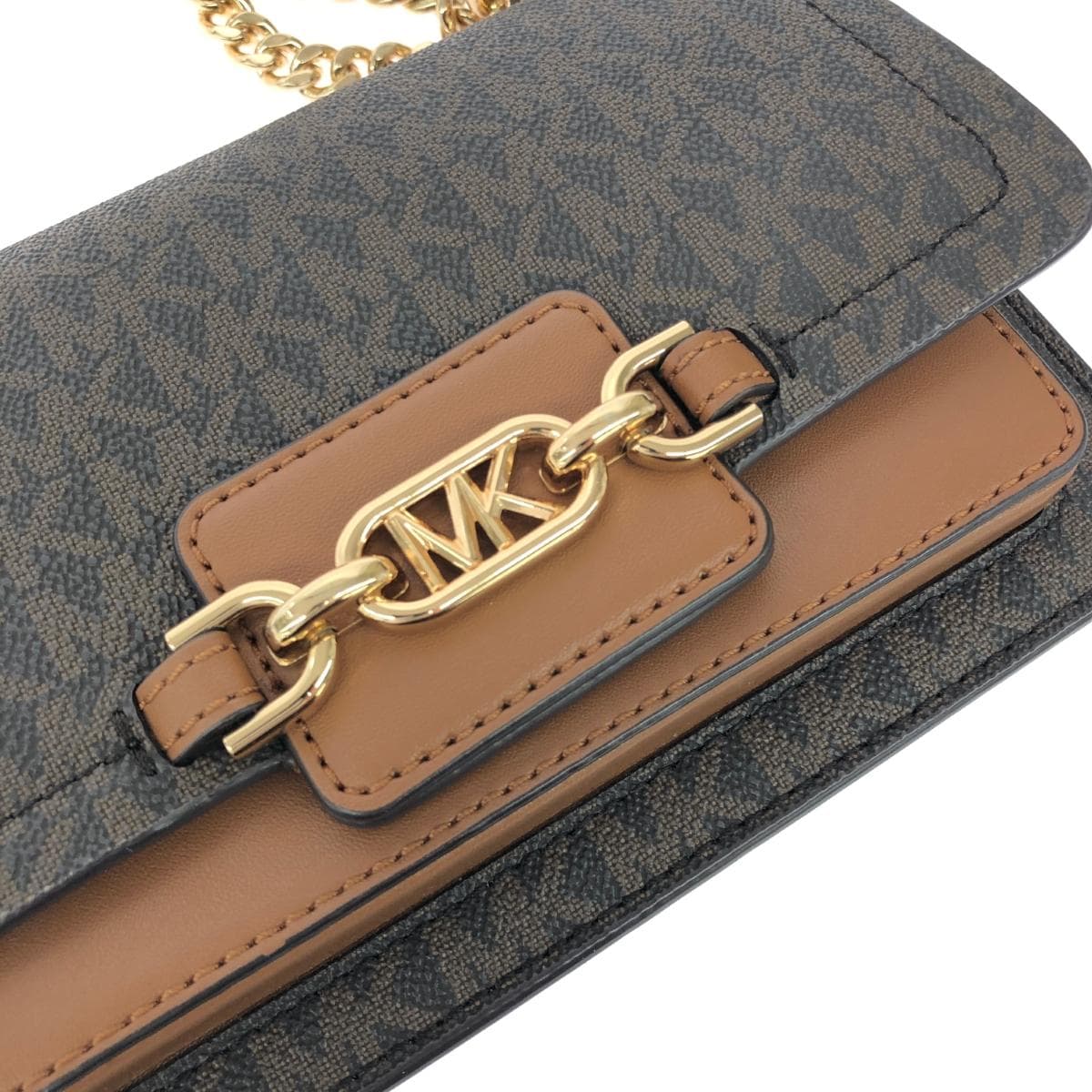 MICHAEL KORS Shoulder Bag Good Condition MK Monogram PVC Brown Women's 6