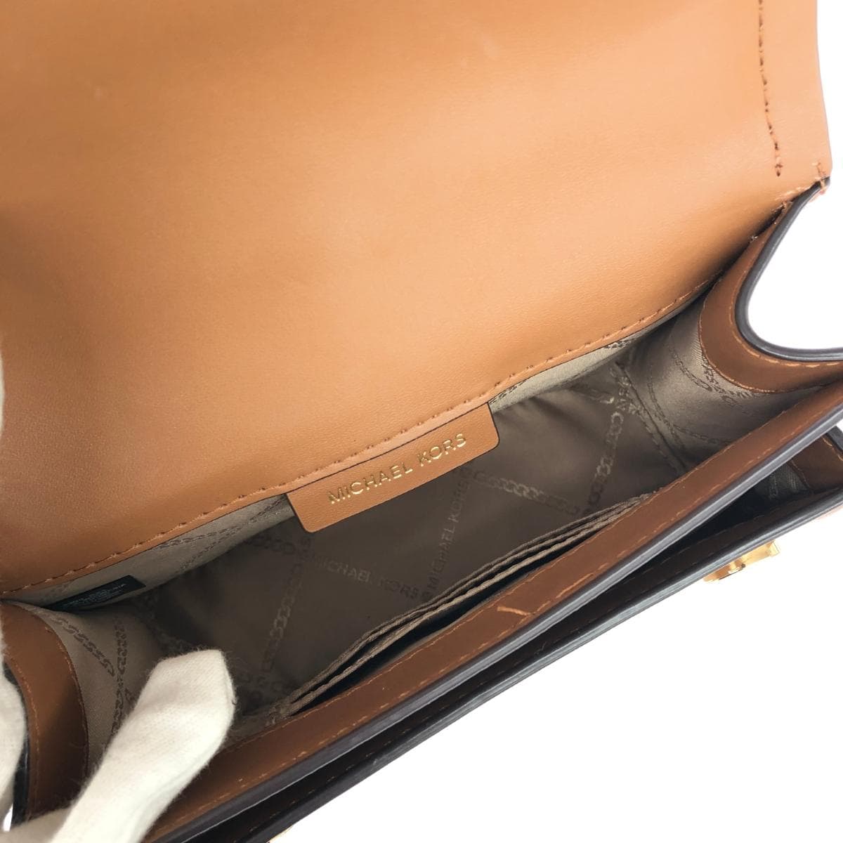 MICHAEL KORS Shoulder Bag Good Condition MK Monogram PVC Brown Women's 7