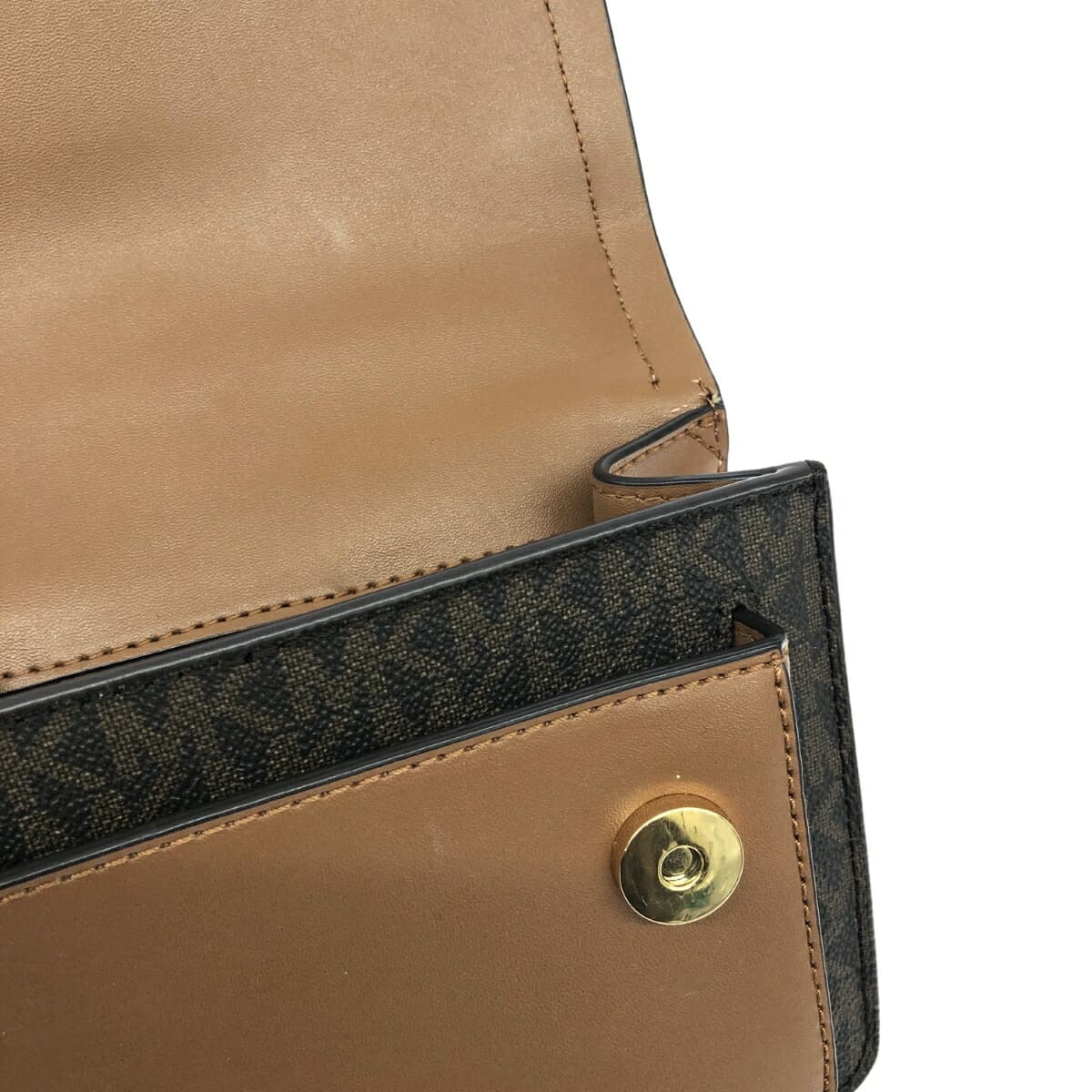 MICHAEL KORS Shoulder Bag Good Condition MK Monogram PVC Brown Women's 9